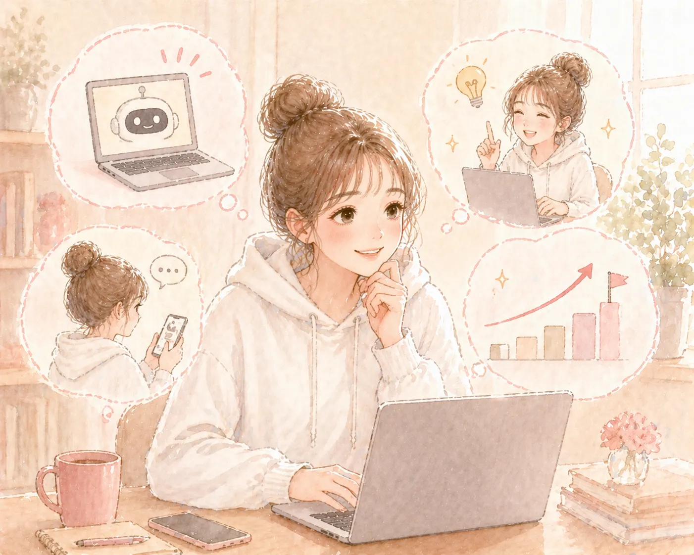 AIと一緒に副業を始めるイメージ