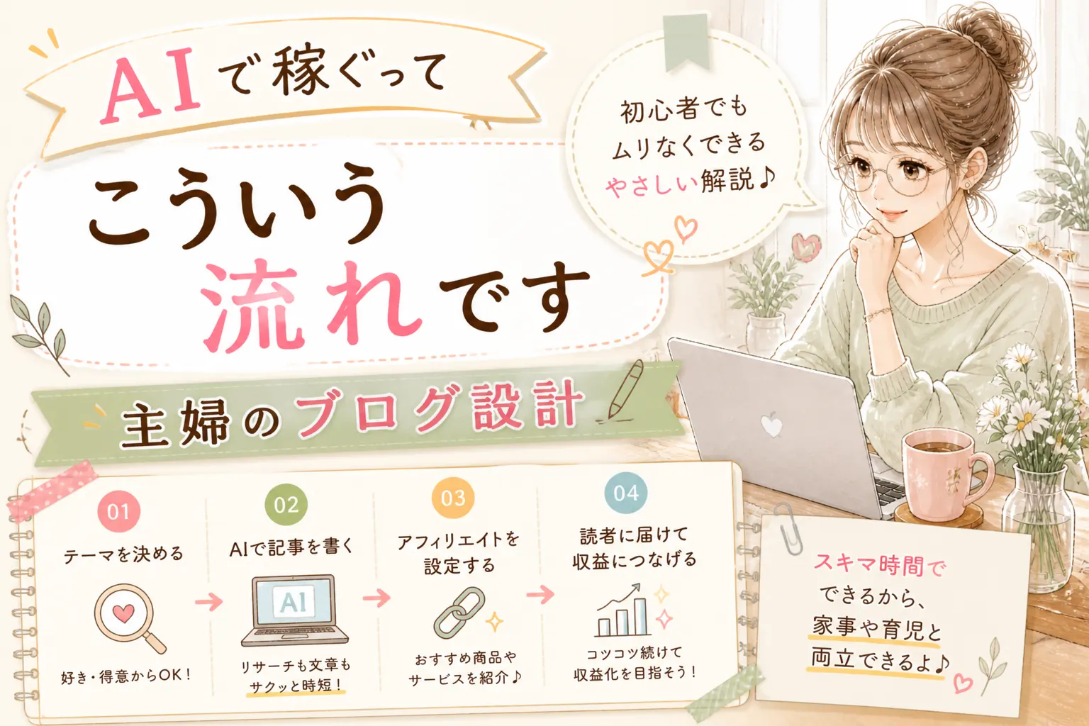 AIアフィリエイトブログの始め方|非エンジニア主婦がClaudeで作った実体験