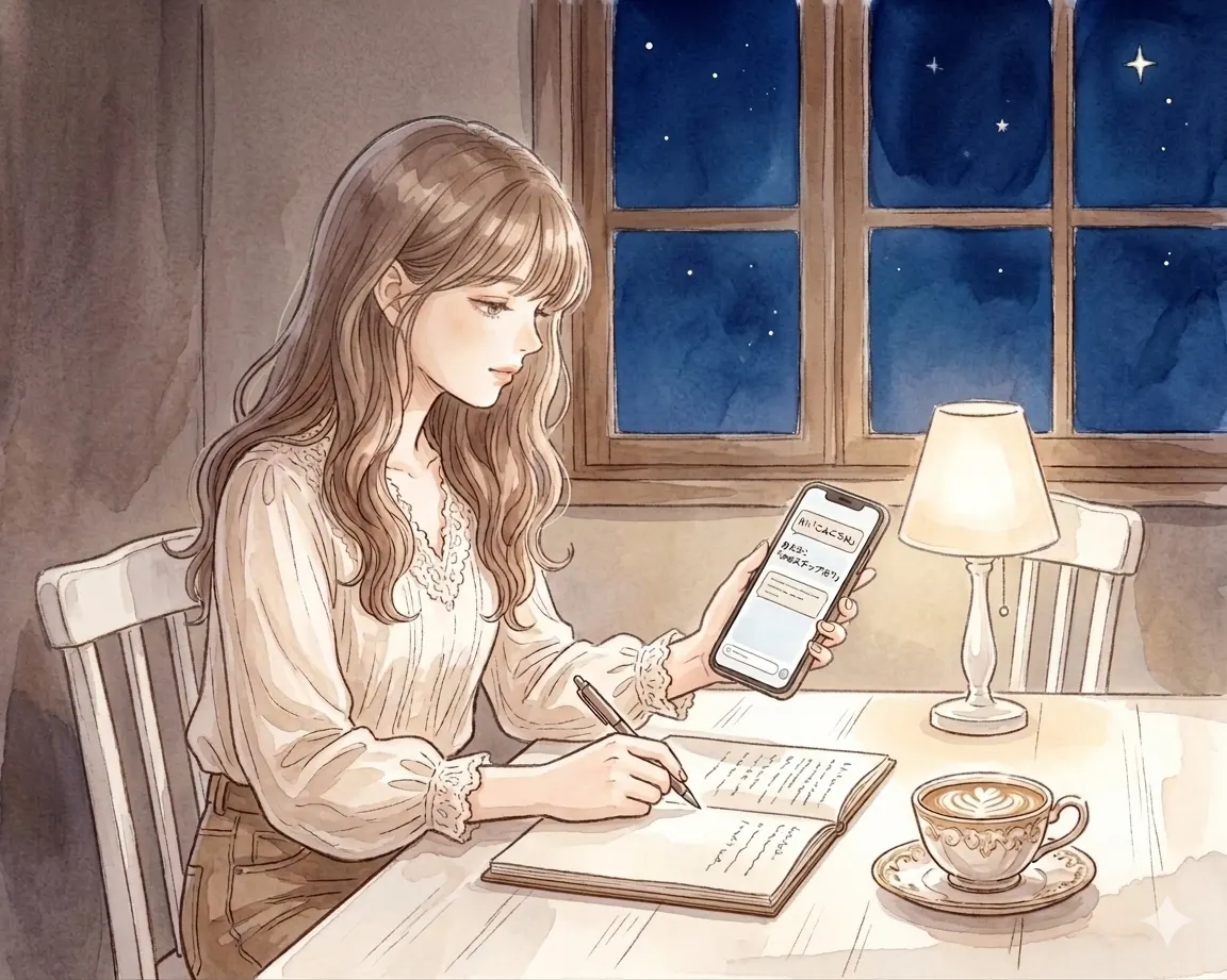 AIにのめり込んで副業を始めた主婦のイラスト