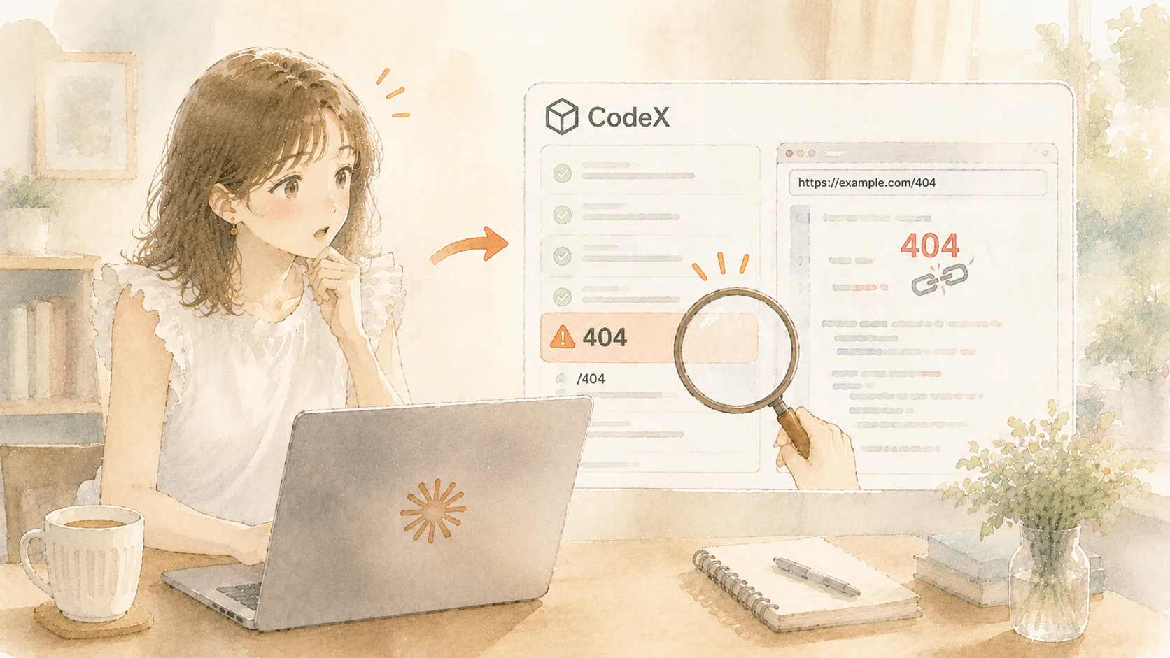 別のAIが本当の原因を見つける様子のイラスト
