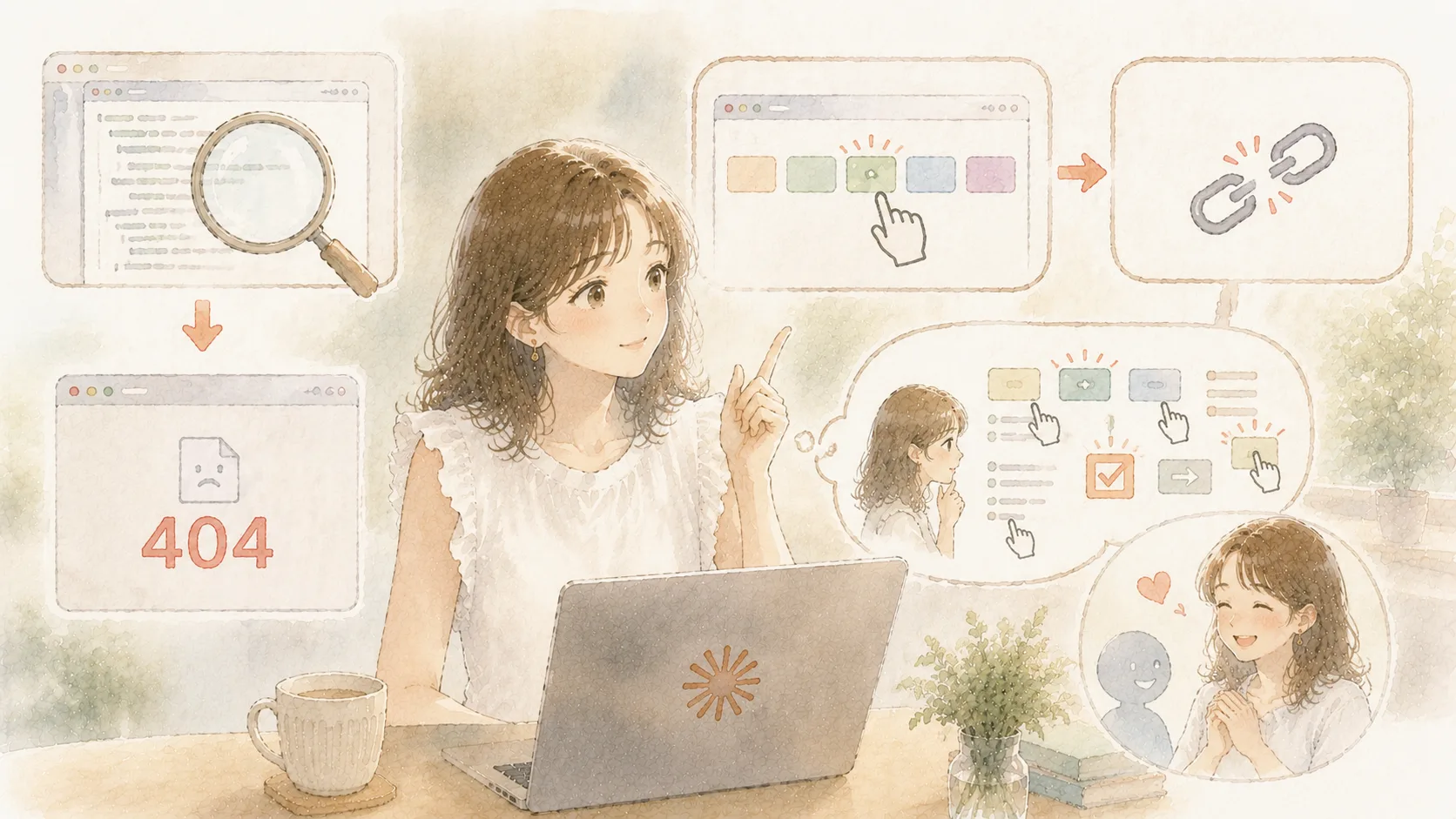 AIを相棒として上手に使いこなす主婦のイラスト