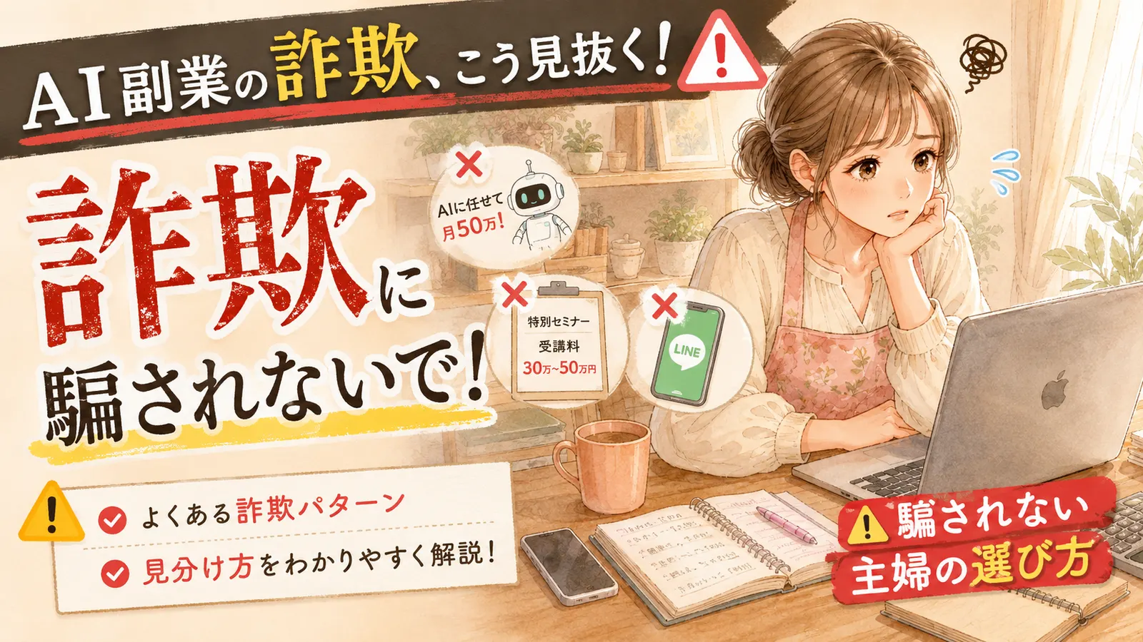 AI副業は怪しい?主婦が実際に使ってわかった詐欺案件と安全な始め方