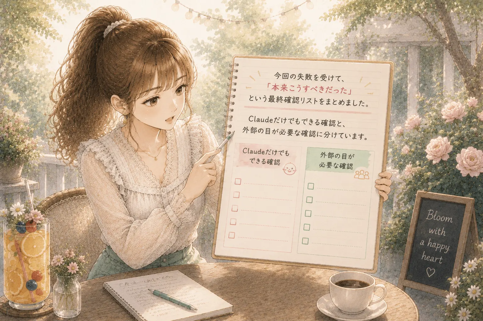 次回の引越しチェックリストを確認する主婦のイラスト