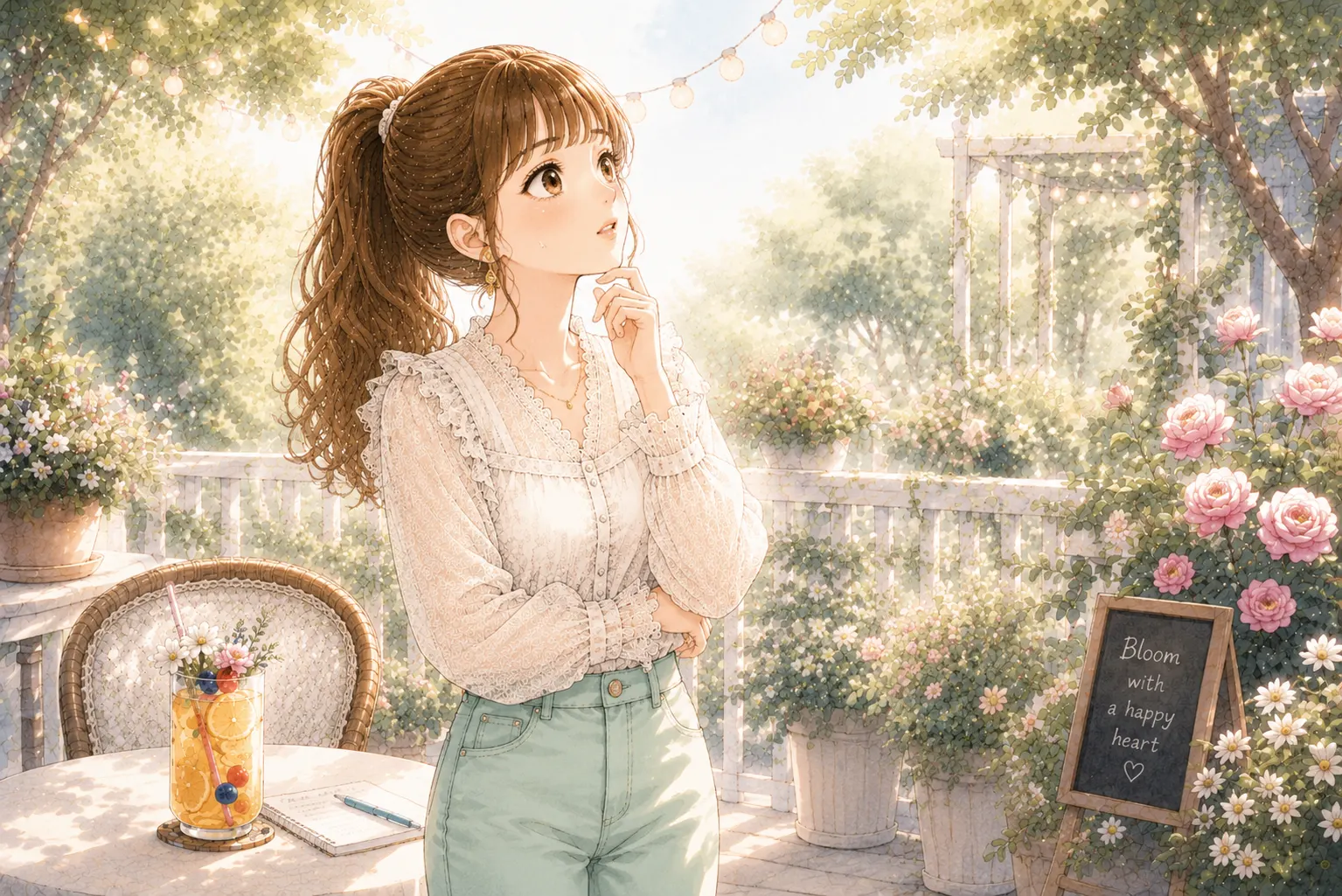 「次は気をつけよう」と前を向く主婦のイラスト