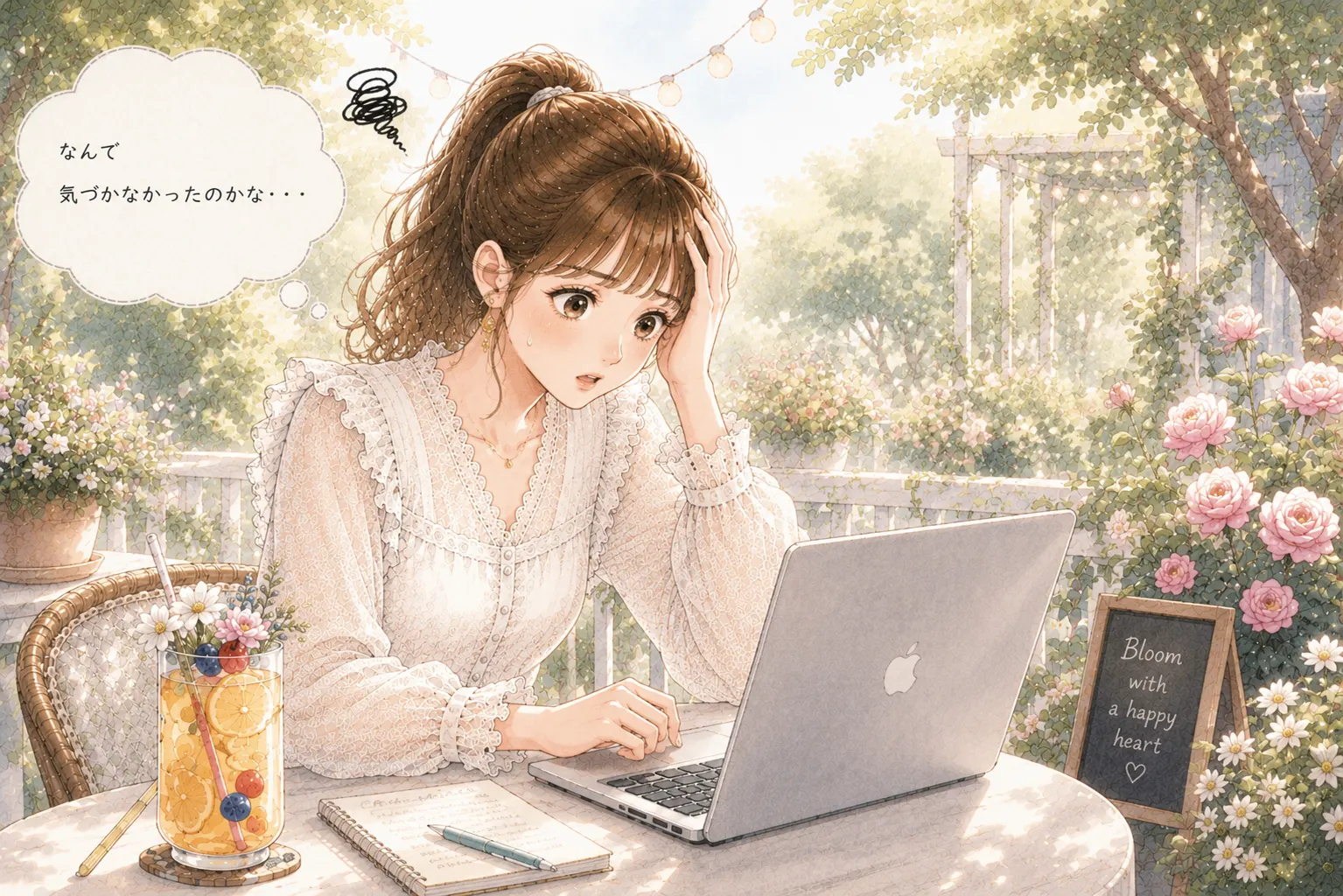 「なんで気づかなかったんだろう…」と頭を抱える主婦のイラスト