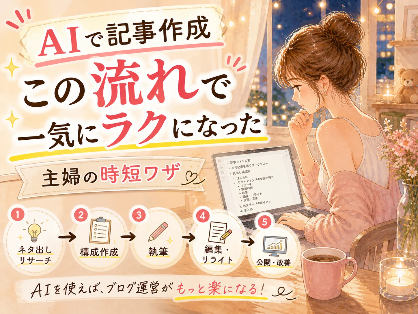 AIで記事を書く方法|主婦が実践している6ステップの手順