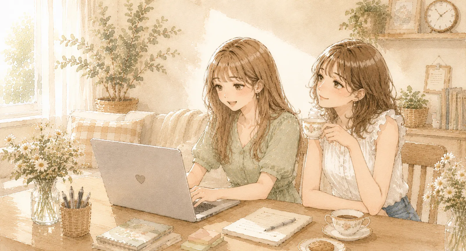 妹がハンドメイドサイトを作り始めるイラスト