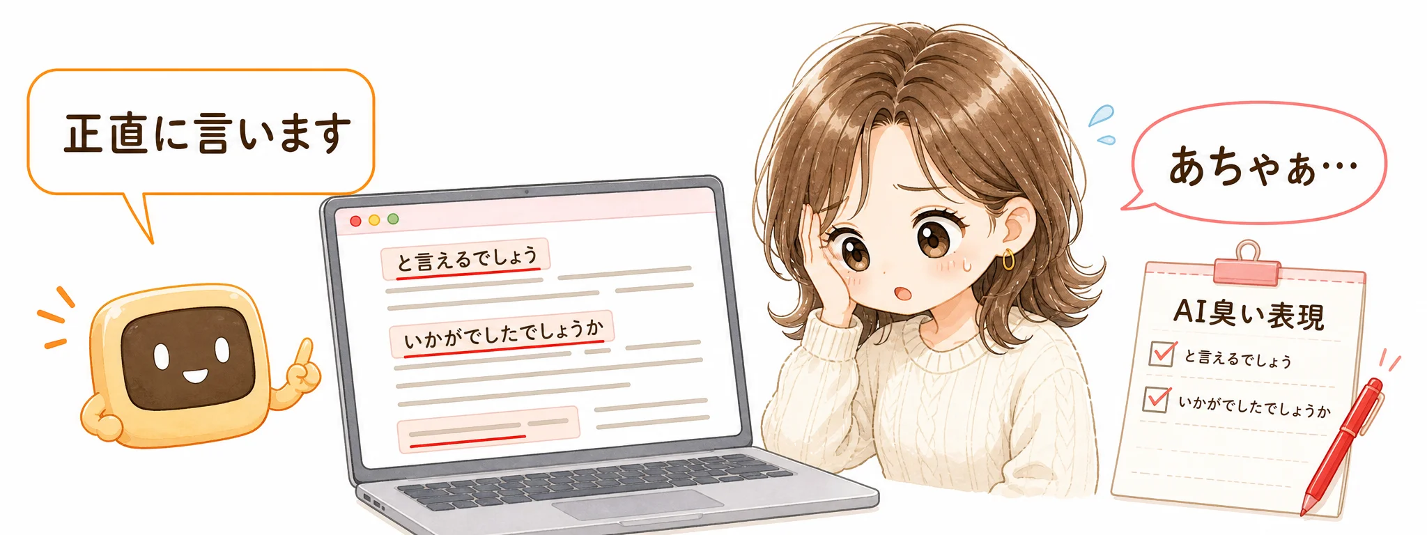 AI臭い表現が混ざった記事に気づく図解