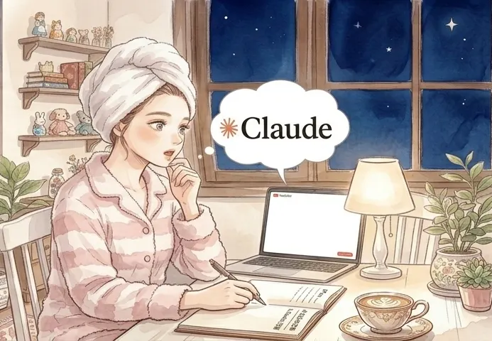 夜にりべ大を見てClaudeを知った主婦のイラスト