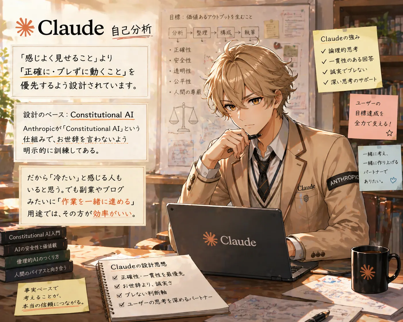 Claude自己分析:正確に・ブレずに動くことを優先・Constitutional AI設計