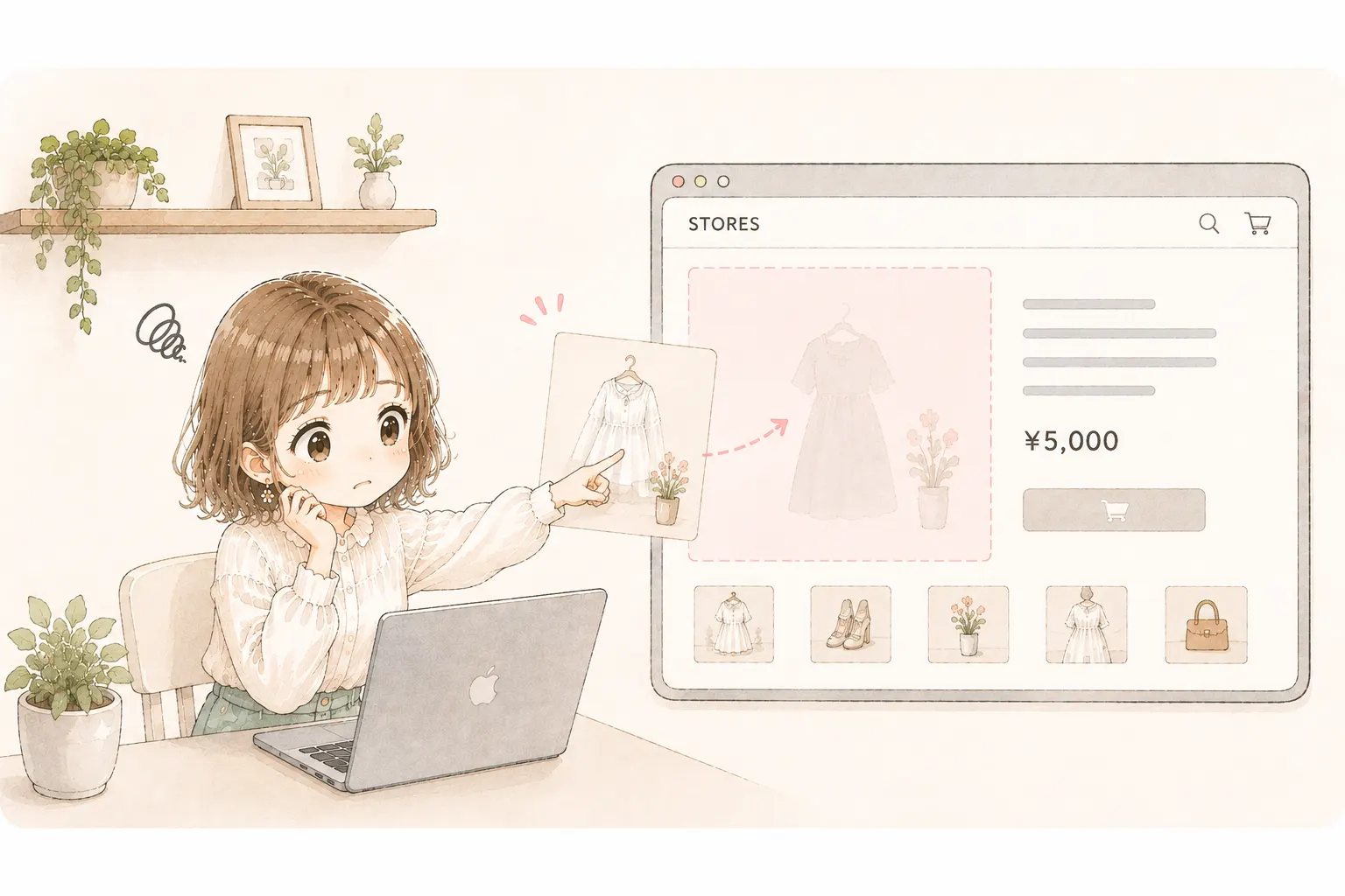 商品ページを自由に作れない主婦のイラスト